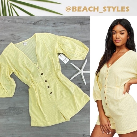 🔆BILLABONG🔆 Sun Valley LIGHT YELLOW Romper - Picture 1 of 14